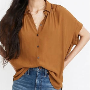 Madewell Women's Central Drapey Button Shirt Ochre Yellow Size X-Small
